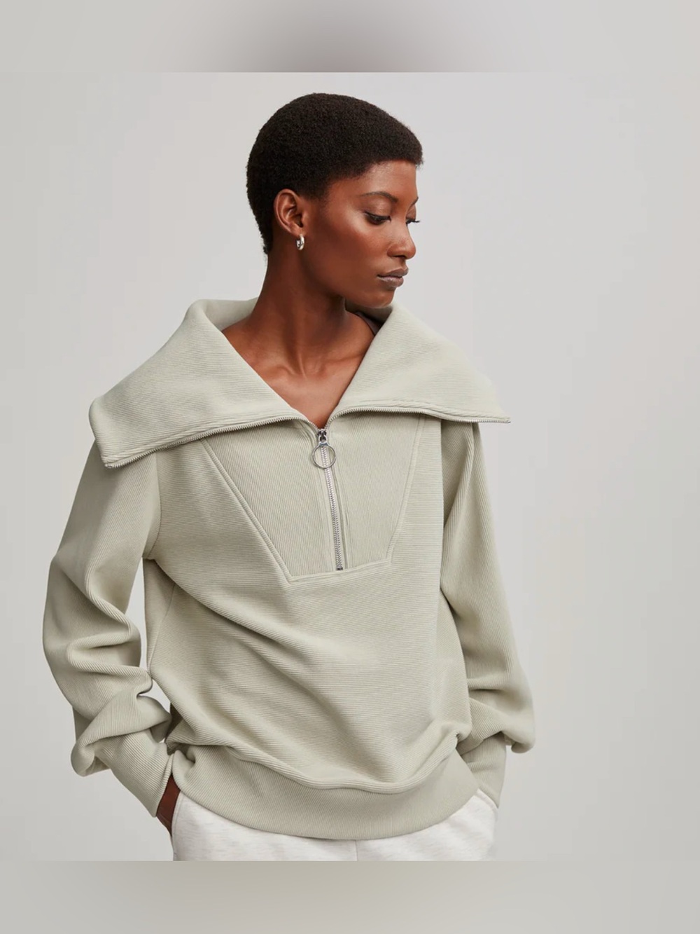 Varley Vine Half Zip Pullover Abbey Stone Long Sleeve Women's 1X